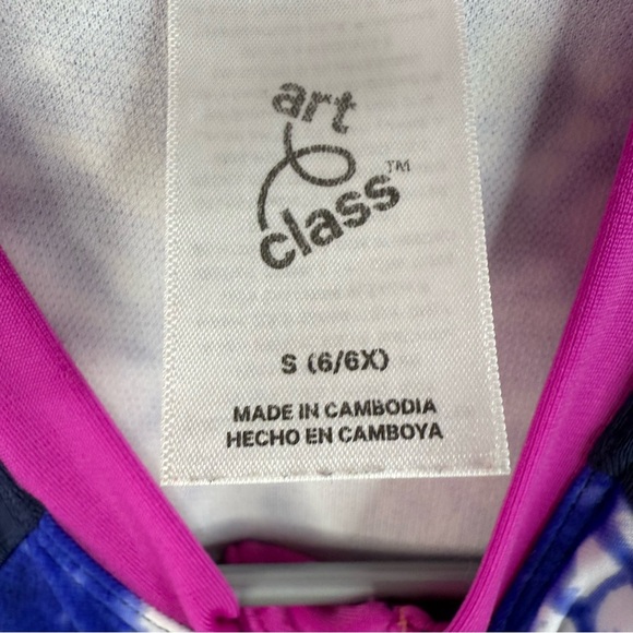 art class body suit long sleeves tie dye blue white Navy and Pink Kids shirt - Picture 10 of 11